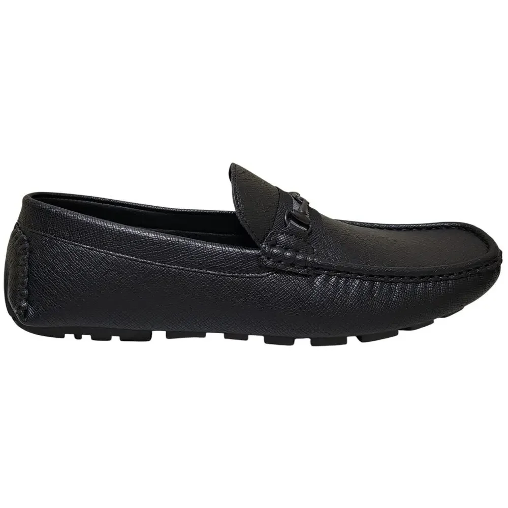 GUESS Men Aarav Slip On Horsebit Loafers Size US 9.5M Black Textured